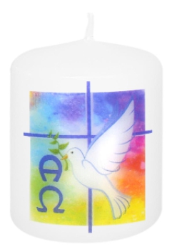 Osternachtkerze 60/50 mm, Dek. 3425, VE 50, "Friedenstaube blau"